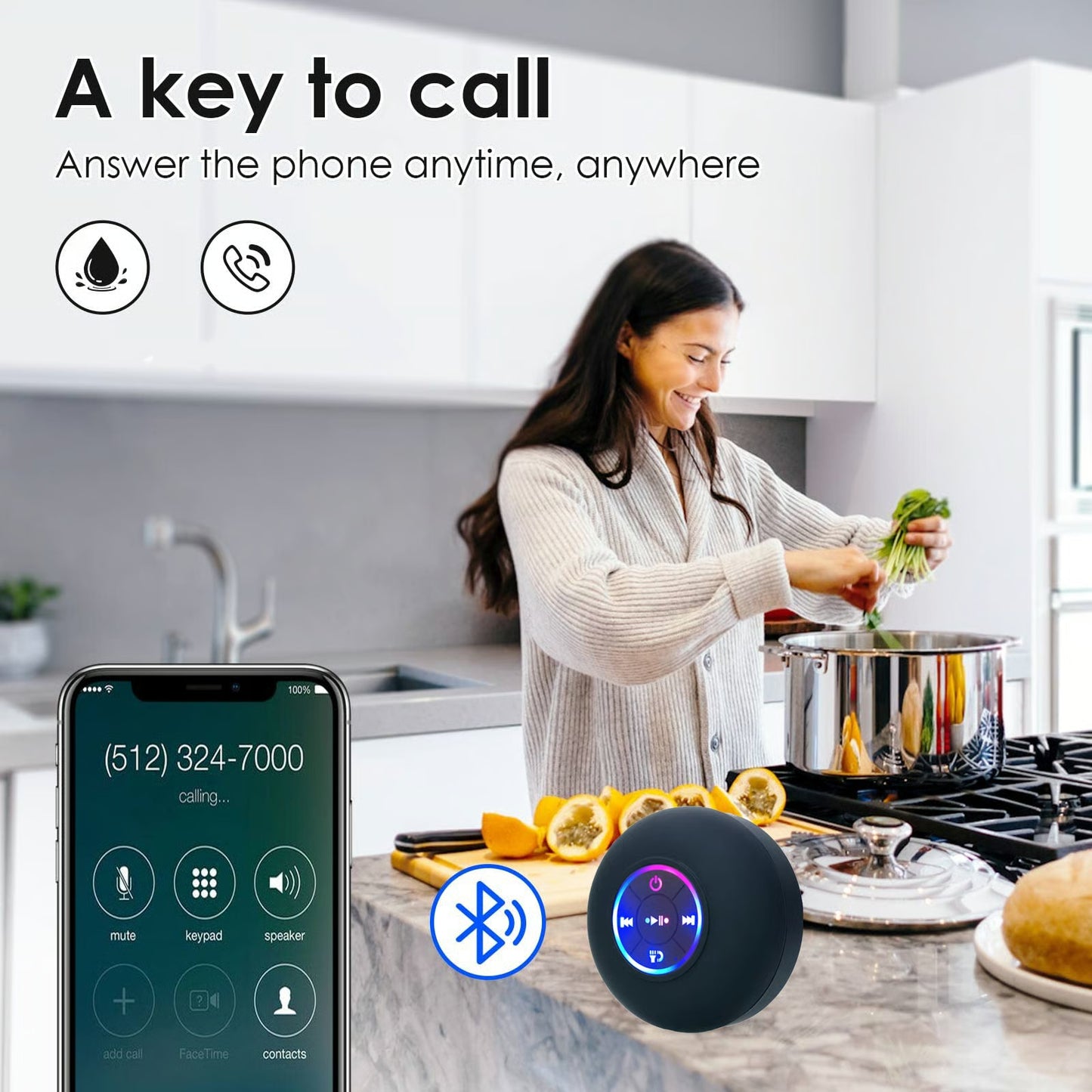 Waterproof Wireless Bluetooth Speakers with LED Light