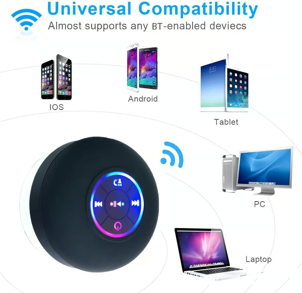 Waterproof Wireless Bluetooth Speakers with LED Light