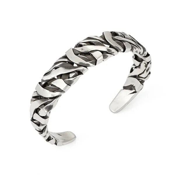 Sterling Silver Wide Face Braided Bracelet