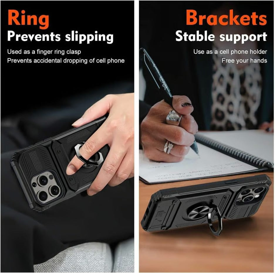 Card Holder Case with Ring Magnetic Kickstand Phone Cover