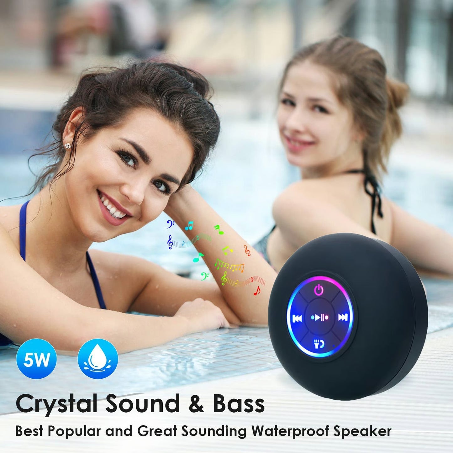 Waterproof Wireless Bluetooth Speakers with LED Light