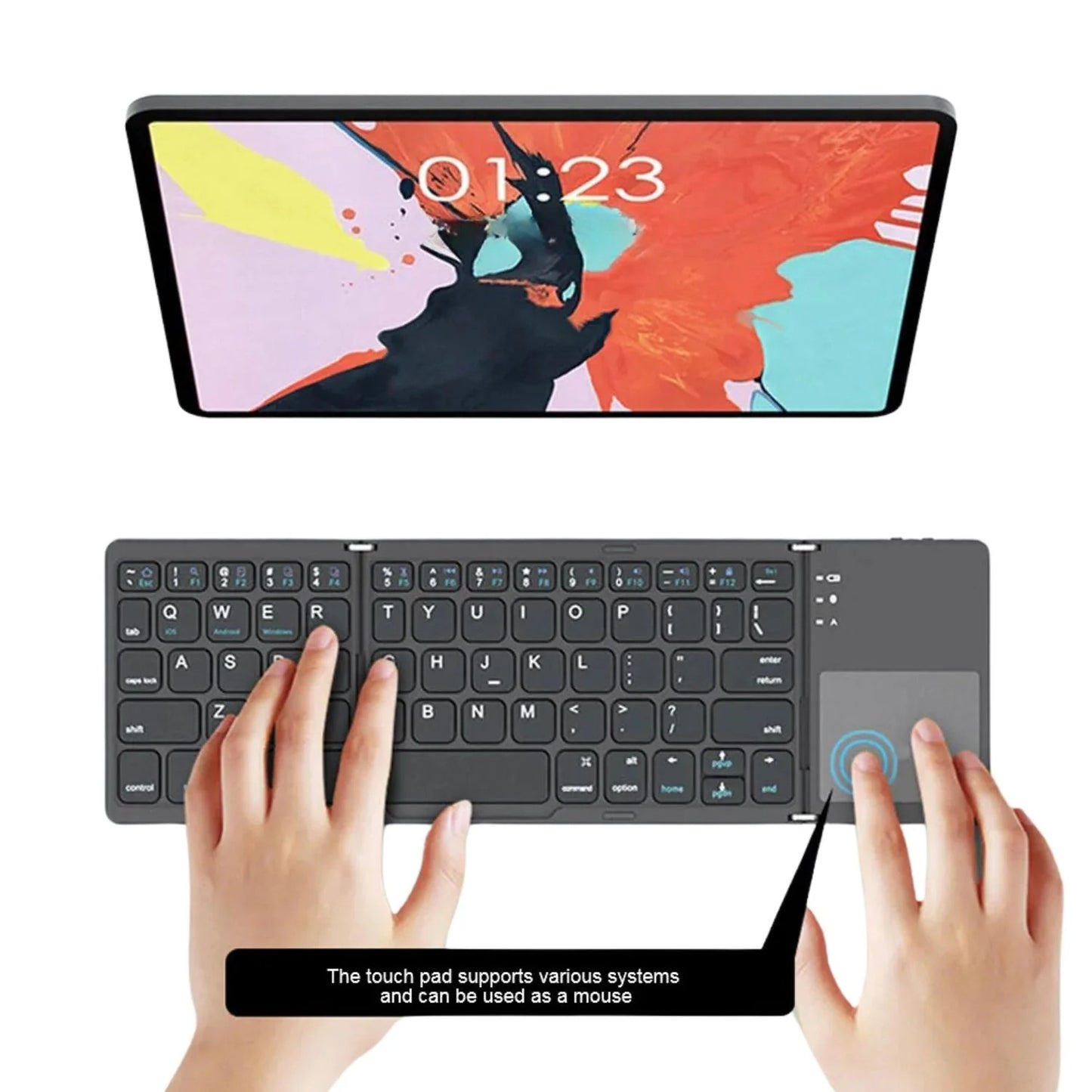 Foldable Wireless Keyboard with Touchpad