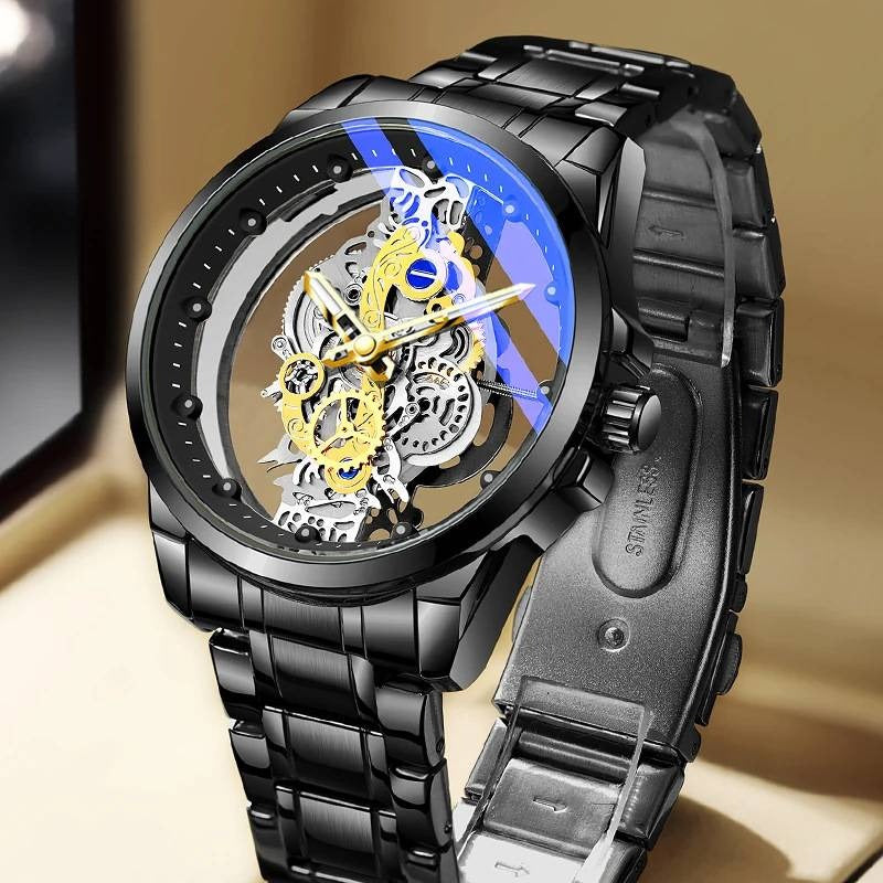 Hollow transparent non-automatic men's watch waterproof luminous