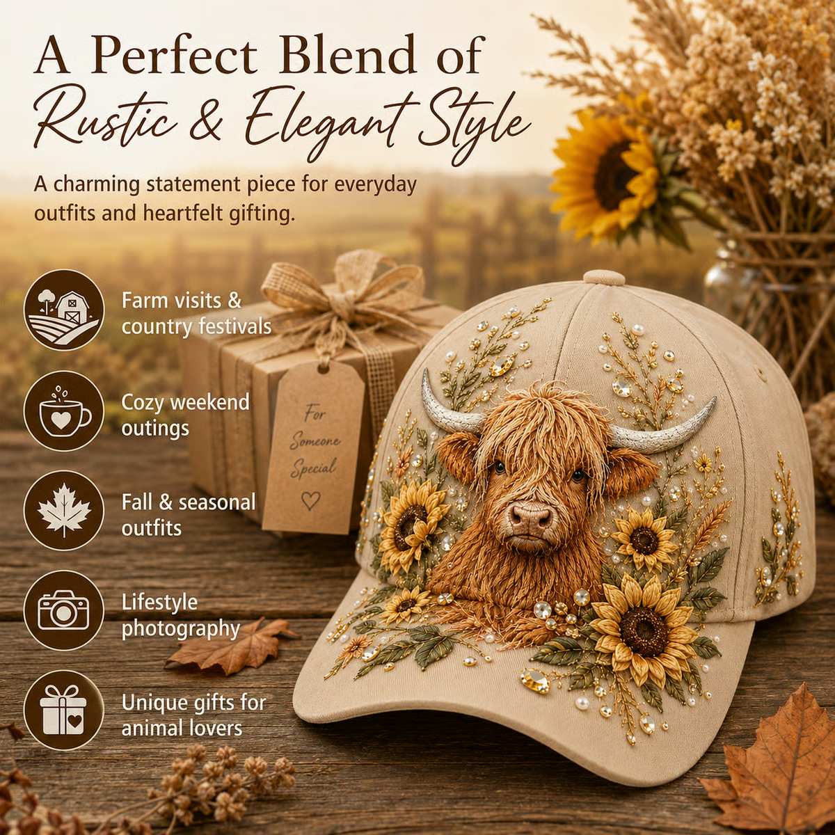 🔥LAST DAY 49% OFF - 🦬3D Highland Cow Print Hat🧢(Breathable & Lightweight Comfort & Unisex Fit)