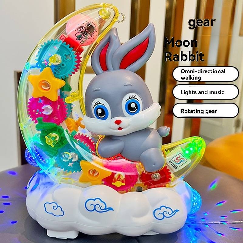 Moon Bunny with blinking eyes, lights, and music. A toy and gift for children.