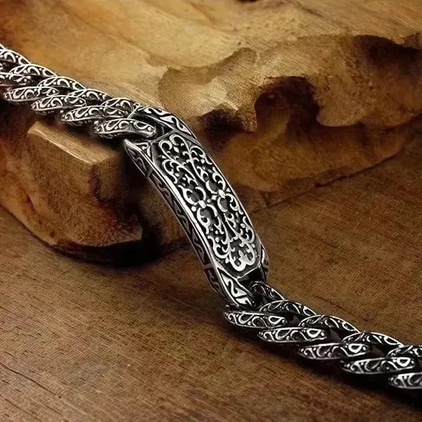 Sterling Silver Vintage Vine Scroll Cross Bracelet