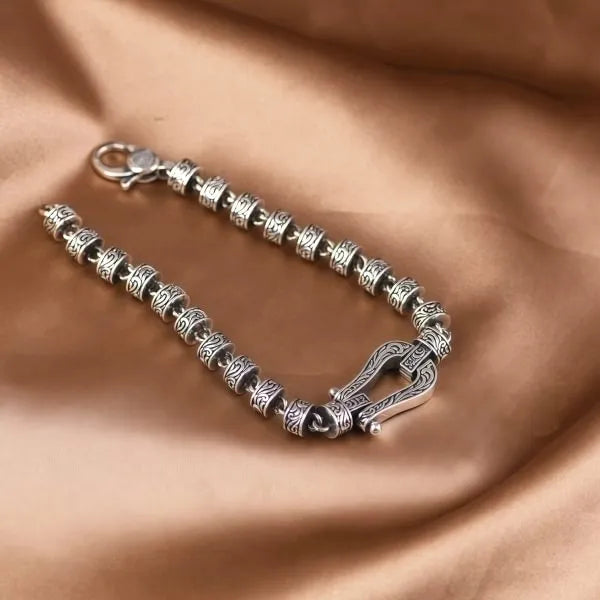 Lucky Horseshoe Sterling Silver Vine Pattern Bracelet