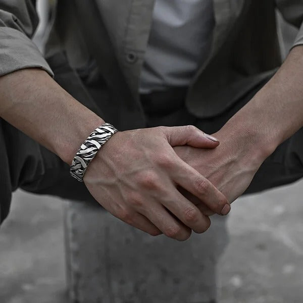 Sterling Silver Wide Face Braided Bracelet
