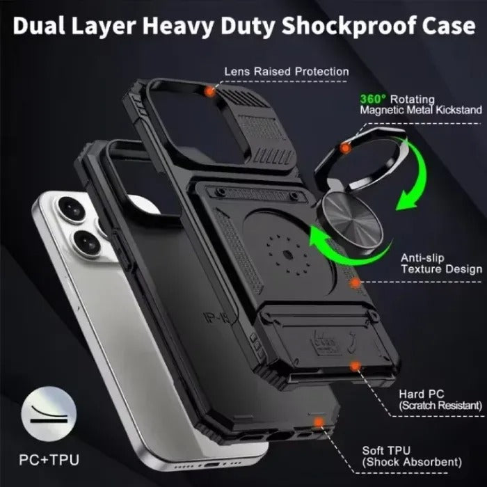 Card Holder Case with Ring Magnetic Kickstand Phone Cover