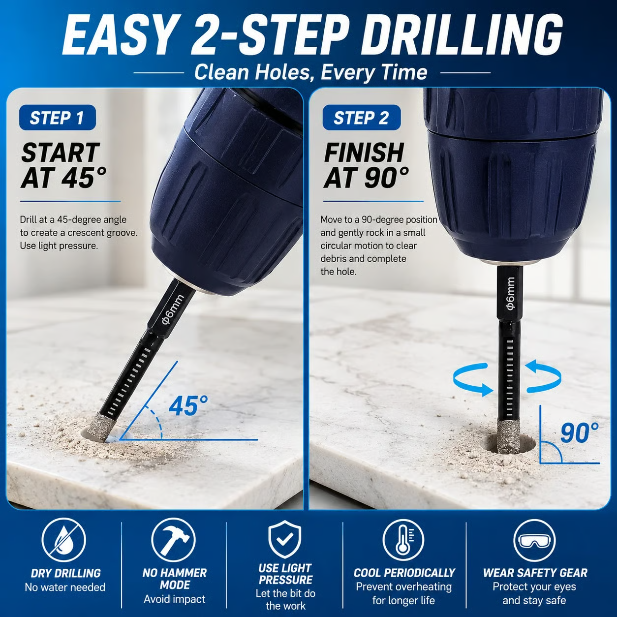 🔥LAST DAY SALE 50% OFF-6 Pcs Diamond Drill Bits Set