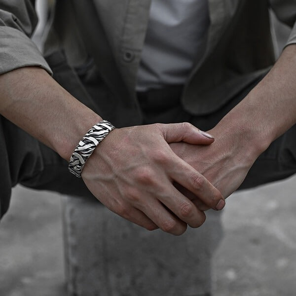 Sterling Silver Wide Face Braided Bracelet