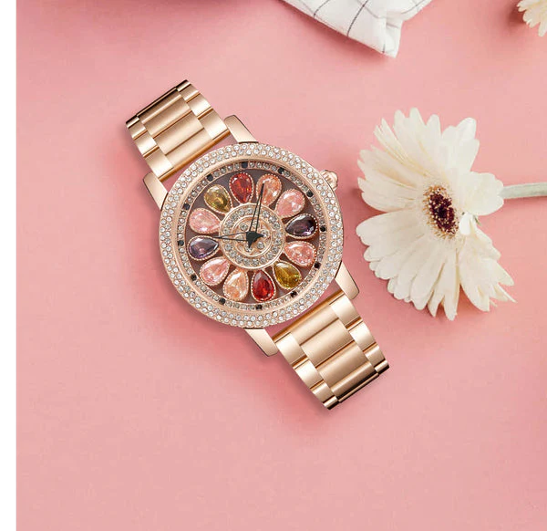 ORSGA multi-color inlaid steel alloy rotating women's watch