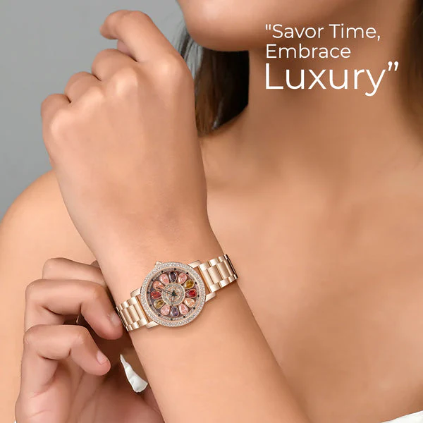 ORSGA multi-color inlaid steel alloy rotating women's watch