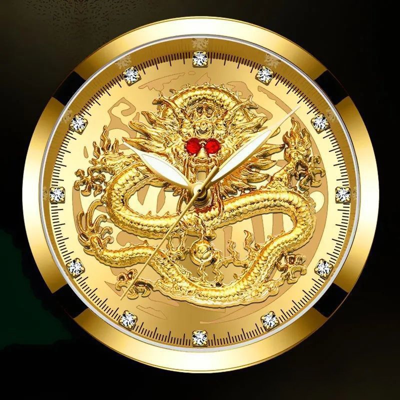 Men's luxury mechanical watch with dragon pattern