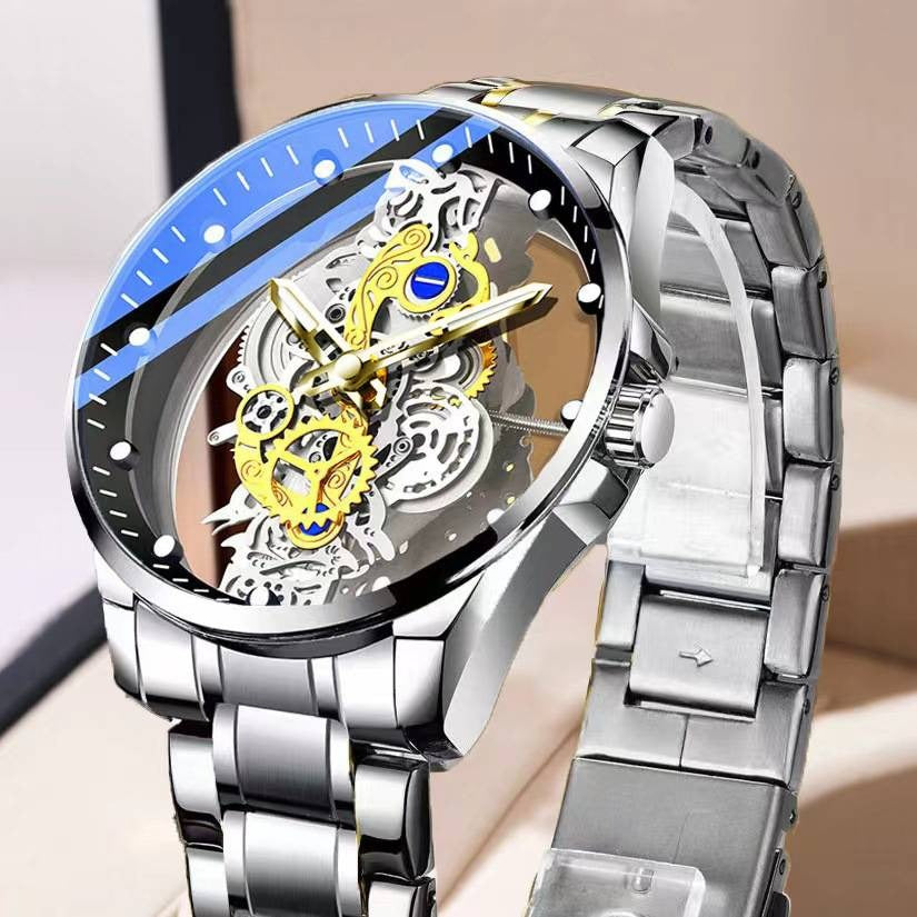 Hollow transparent non-automatic men's watch waterproof luminous