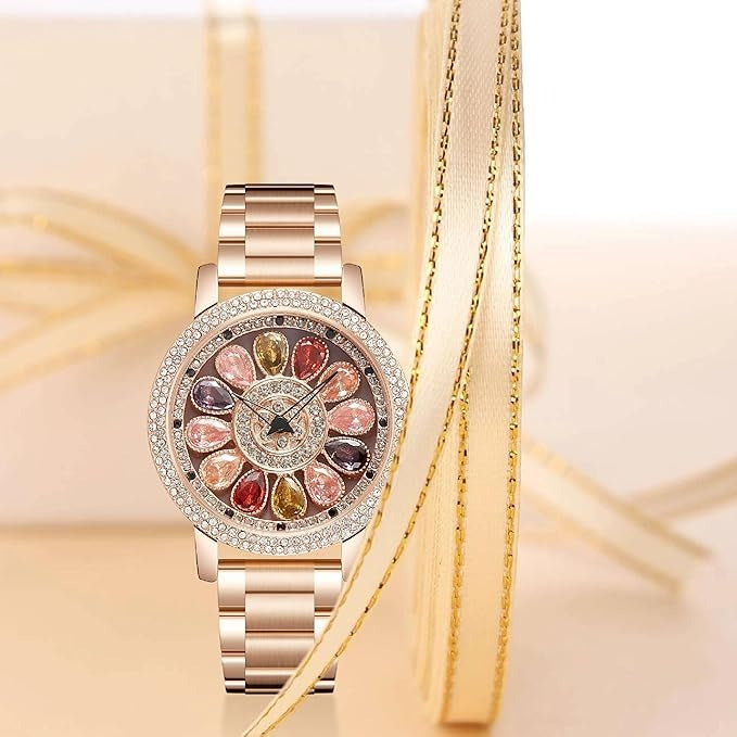 ORSGA multi-color inlaid steel alloy rotating women's watch