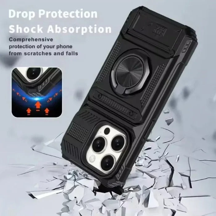 Card Holder Case with Ring Magnetic Kickstand Phone Cover