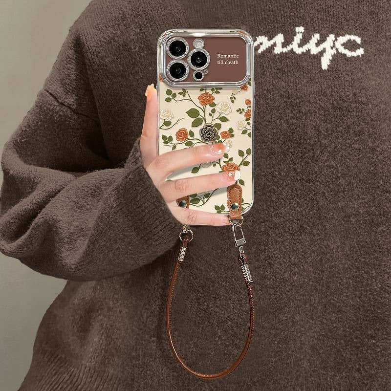 Rose plush electroplated silicone retro drop-proof I-phone case
