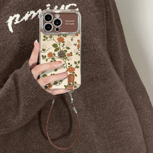 Rose plush electroplated silicone retro drop-proof I-phone case