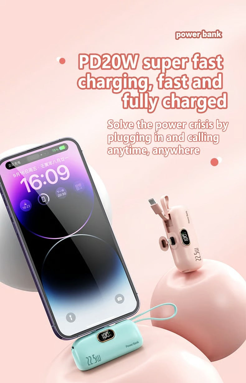 🎉⏰5000mAh Mini Portable Charger Power Bank for phone🔋
