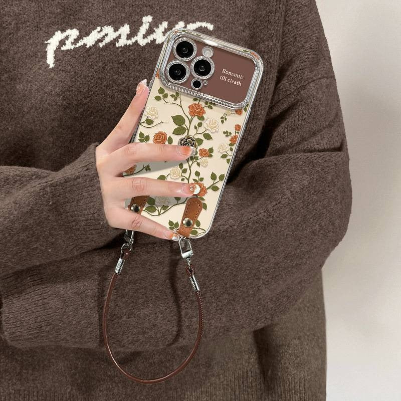 Rose plush electroplated silicone retro drop-proof I-phone case