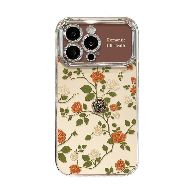 Rose plush electroplated silicone retro drop-proof I-phone case