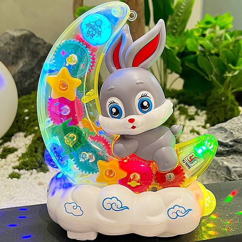 Moon Bunny with blinking eyes, lights, and music. A toy and gift for children.