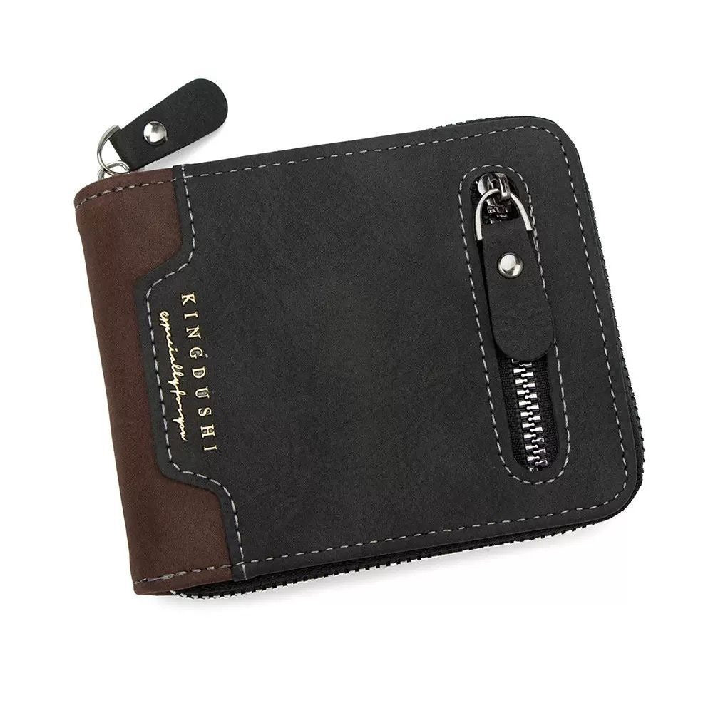 Men’s Large-Capacity Zipper Wallet with Chain & Card Holder