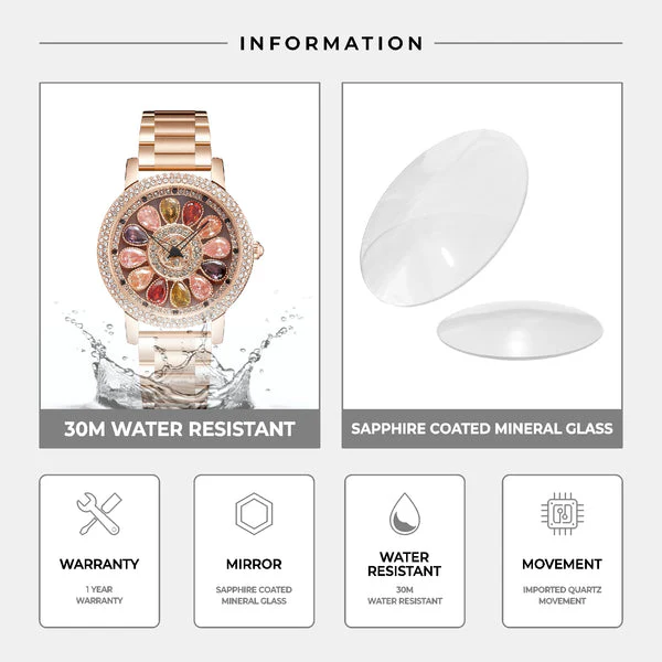 ORSGA multi-color inlaid steel alloy rotating women's watch