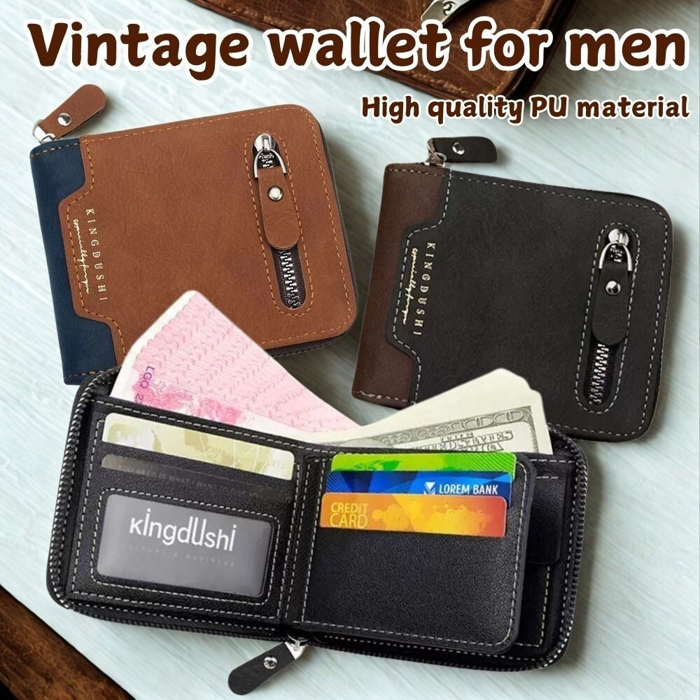 Men’s Large-Capacity Zipper Wallet with Chain & Card Holder