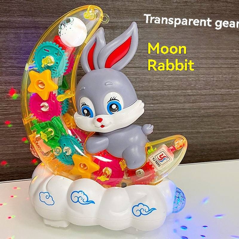 Moon Bunny with blinking eyes, lights, and music. A toy and gift for children.