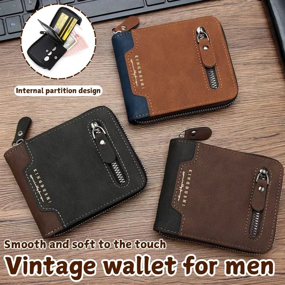 Men’s Large-Capacity Zipper Wallet with Chain & Card Holder
