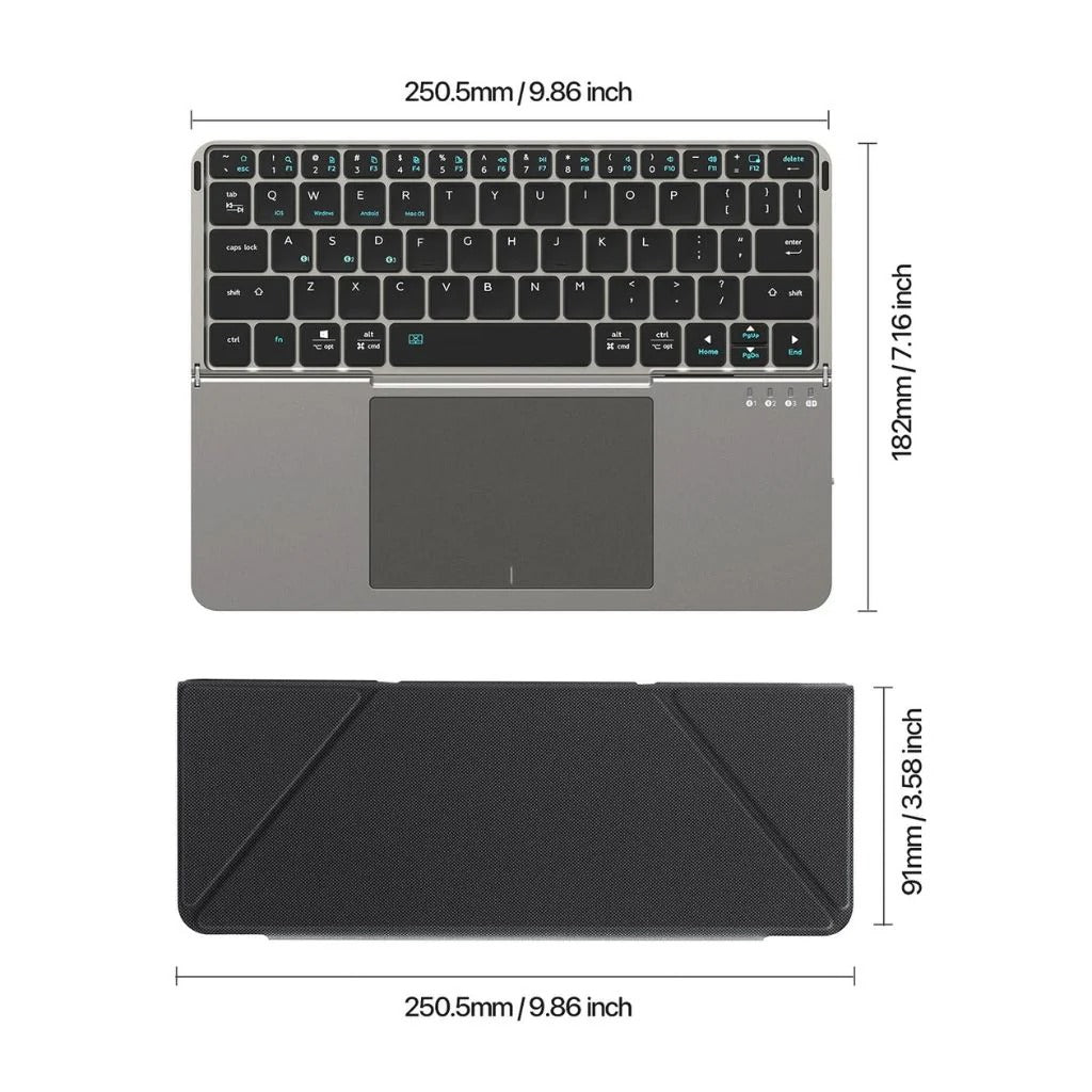 Foldable Wireless Keyboard with Touchpad