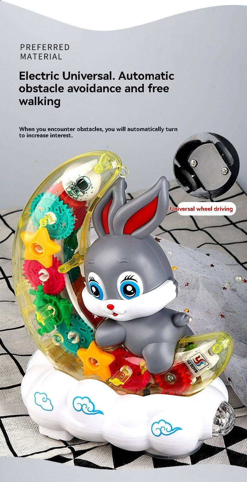 Moon Bunny with blinking eyes, lights, and music. A toy and gift for children.