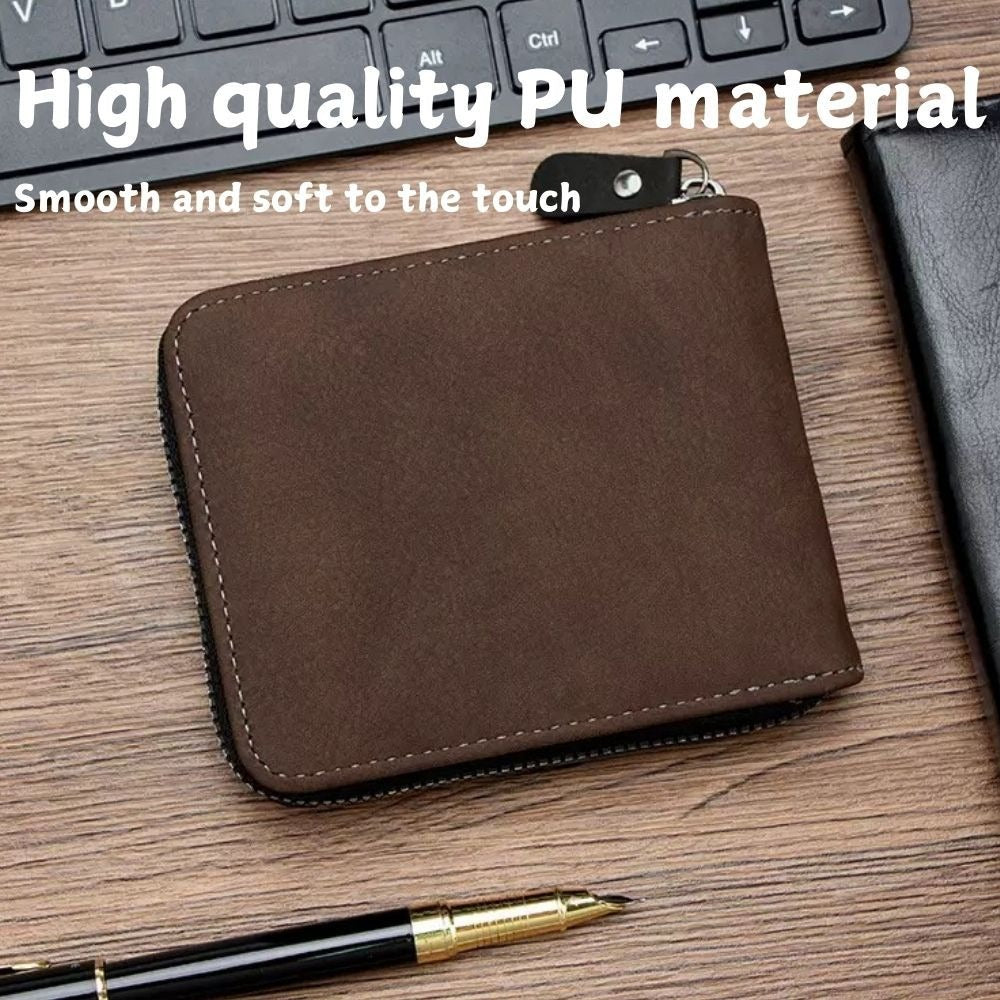 Men’s Large-Capacity Zipper Wallet with Chain & Card Holder