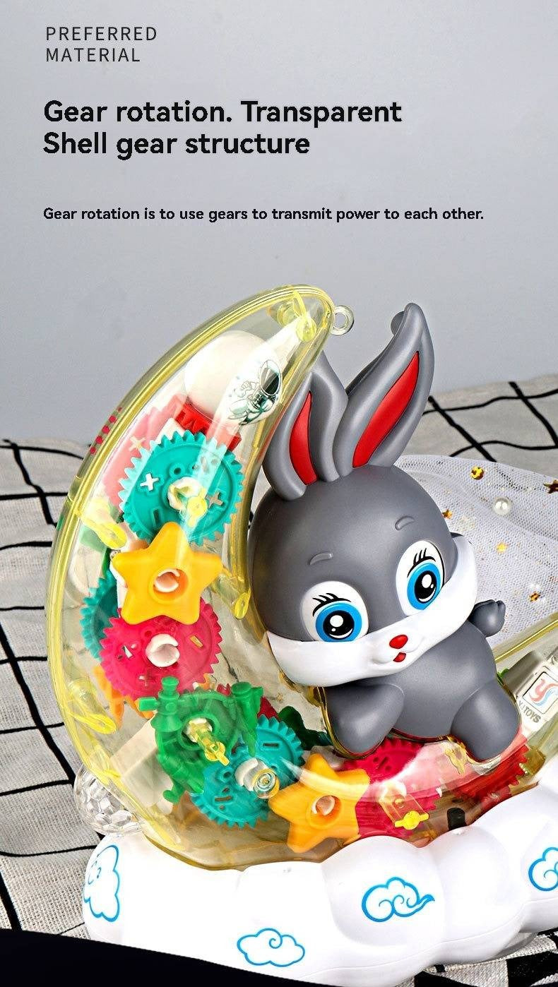 Moon Bunny with blinking eyes, lights, and music. A toy and gift for children.